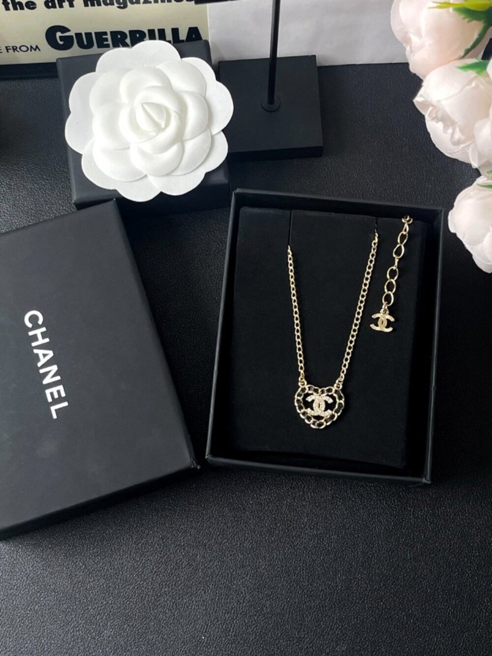 Authentic Chanel Silver Heart Choker Necklace